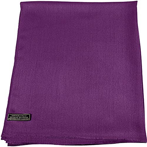 CJ Apparel Purple Solid Color Fringe Design Nepalese Shawl Seconds Scarf Wrap Stole Throw Head Wrap Pashmina Hand Made in Nepal New