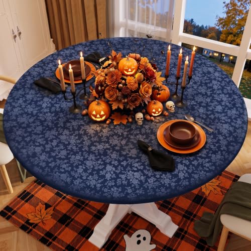 Image of Smiry Waterproof Heavy Duty Vinyl Fitted Tablecloth for 51 inch-62 inch Round Table