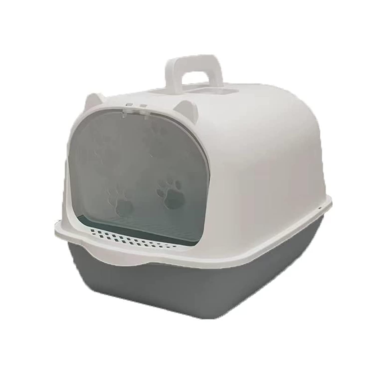Orchid M Cat Litter Box with Lid (Grey-White)