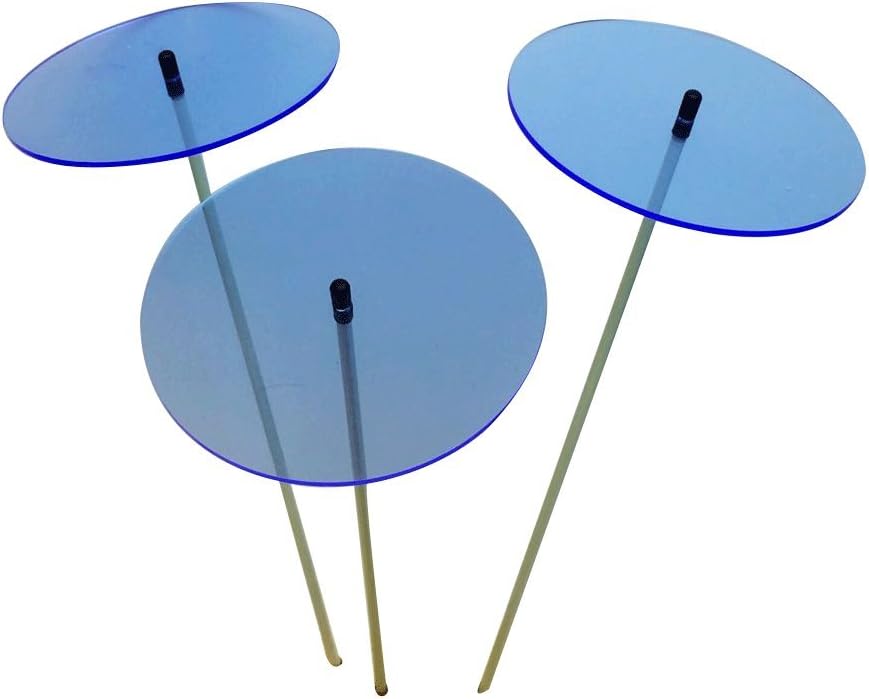 Glowing Sun Discs Set of 3 Sun Catcher Garden Decor Large Garden Stake 75cm, 29.5 inches high Indoor Outdoor Yard Accessory Gardeners Gift, Colour:Fluorescent Blue
