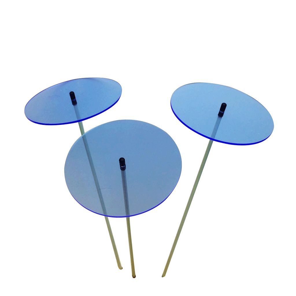 Sun Catcher Garden Decor Fluorescent Blue Glowing Sun Discs Set Of 3 Large Garden Stake 75Cm, 29.5 Inches High Indoor Outdoor Yard Accessory Gardeners Gift, Colour: