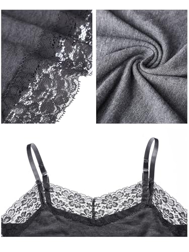 Image of SATINIOR 3 Pcs Women Long Camisoles Lace Tank Tops Neck Cami Adjustable Spaghetti Strap Trim Lace Tank Top for Women Wearing
