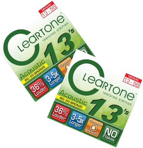 Cleartone Acoustic Guitar Strings - 80/20 Bronze Medium Gauge .013 .056-2 Pack