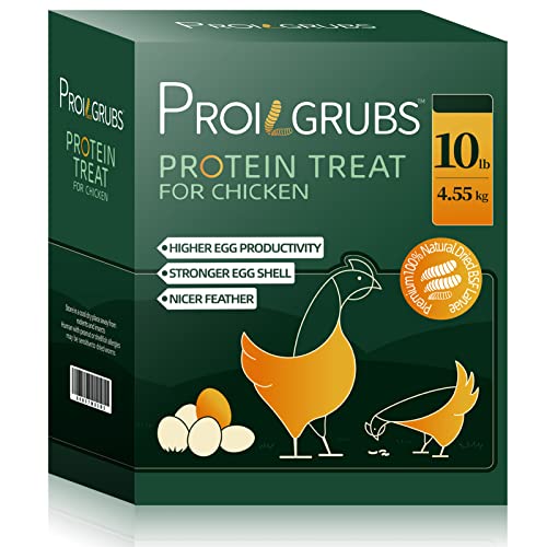 PROILGRUBS 10 LBS – Non-GMO-Dried Worms for Chickens All Natural Dried Black Soldier Fly Larvae Treats, High Protein Worms for Chickens, Hens, Birds…