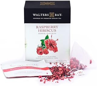 Walters Bay Raspberry Hibiscus Tea, 15 Count, Premium Tea with No Artificial Ingredients, Pyramid Bags, Herbal, Naturally Caffeine Free