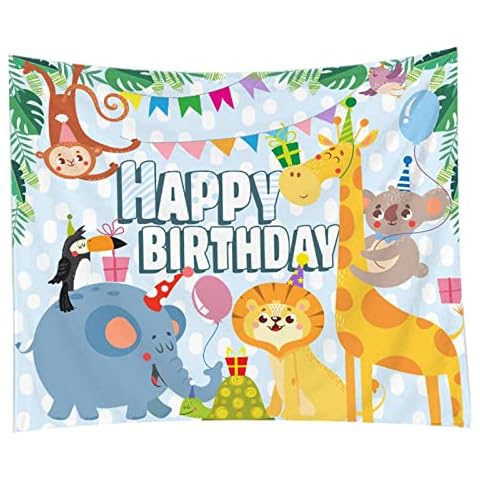 4.2x4.9Ft Kid Birthday Party Decoration,Cartoon Animal Pattern Background Carpet Hanging Cloth Photography Hanging Flag Children Celebration Backdrop Party Supplies (Animal) Cover