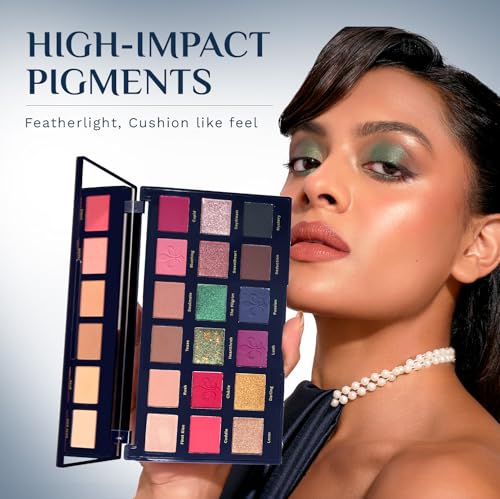 Image of Pilgrim Midnight in Paris 18-in-1 Multi-Textured Eyeshadow Palette | Highly Pigmented and Blendable Shades | Multicolor | Matte and Shimmer Finish | (1.4g)