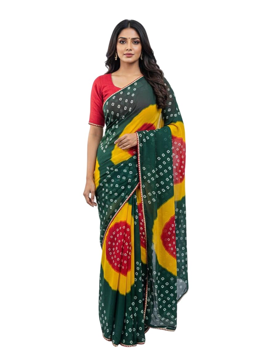 Fikfoluo Women's Bandhani Print Chiffon Saree, Purple and Red, with Blouse Piece - Review, Price and Buying Guide