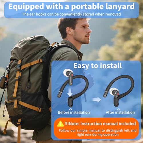 Image of Anti-Slip Ear Hooks for Nothing Ear 3 Earbuds (2025), Comfortable Fit | Sports Anti-Loss | Soft Memory Titanium Alloy Ear Hooks Compatible for Nothing Ear (3) Wireless Earbuds with Lanyard (Black)