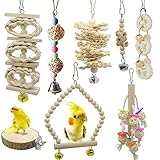 Barleycorn バードトイ 鳥おもちゃ オウムブランコ 鳥グッズ 鳥の遊び場 吊下げタイプ玩具 セキセイインコおもちゃ 噛む玩具 原木 (8点セット)