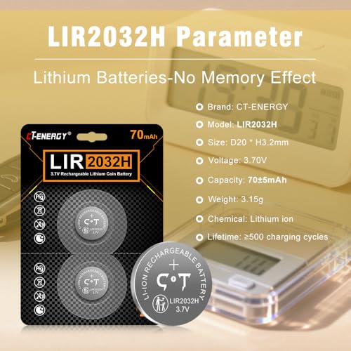 Batería recargable Lir2032h 70mAh 6 piezas 3.7V miniatura 3