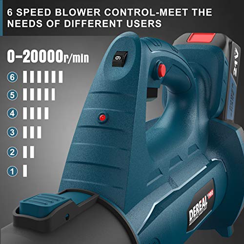 DEREAL PRO Cordless-Leaf-Blower 250 MPH 21V 4.0 Ah MAX Lithium Ion Powerful-Electric Leaf Blower 340 CFM Rechargeable Variable Speed Battery-Powered for Blowing Dust Pet-Hair Snow Leaves Garden House