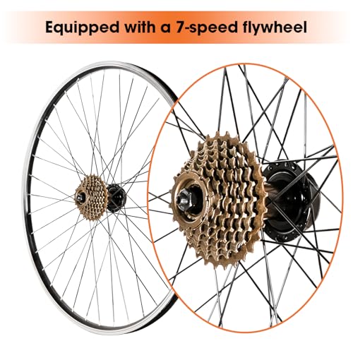 Image of Hiland 26 inch 27.5 inch 29 inch x 1.75 inch Alloy Bike Rim for 1.75 to 2.215 Inch Tire, Front & Back MTB Wheelset for Dis Brake with 7 Speed Freewheel, Bolt On Axle, Bicycle Accessories for Adult Bikes