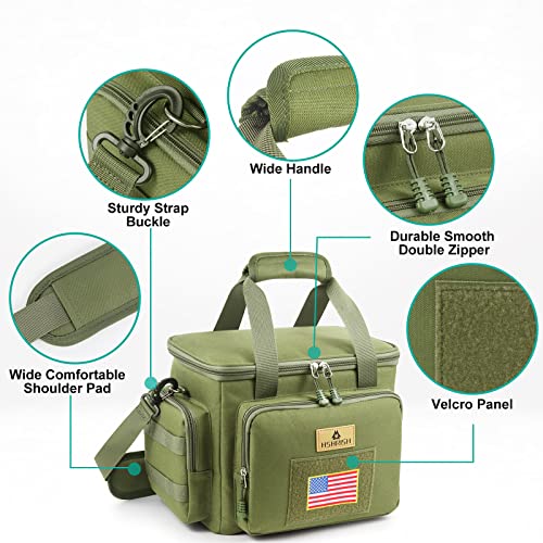 Hshrish Tactical Large Lunch Box, Insulated Lunch Bags For Men, Heavy Duty Leakproof Lunch Cooler Bag With Shoulder Strap Lunch Pail For Work Shifts Camping Outdoor Day Trips (12L,Army Green) #TOP2