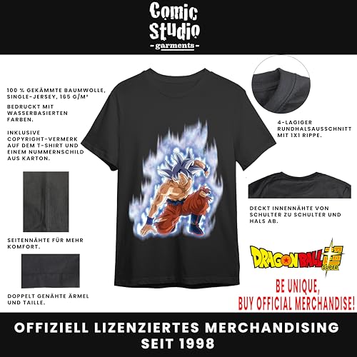 Comic Studio Dragon Ball Super Camiseta | Goku Ultrainstict | Negro | L T-Shirt, Unisex