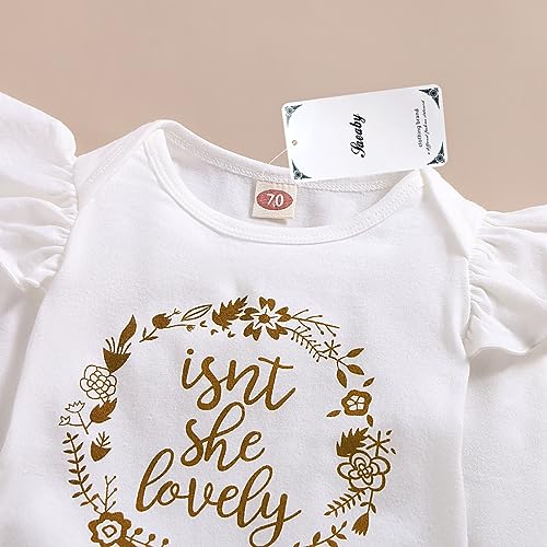 Image of Newborn Baby Girl Clothes Toddler Girl Outfits Ruffle Long Sleeve Tops Pants with Hats and Headband Fall Summer Clothes Sets