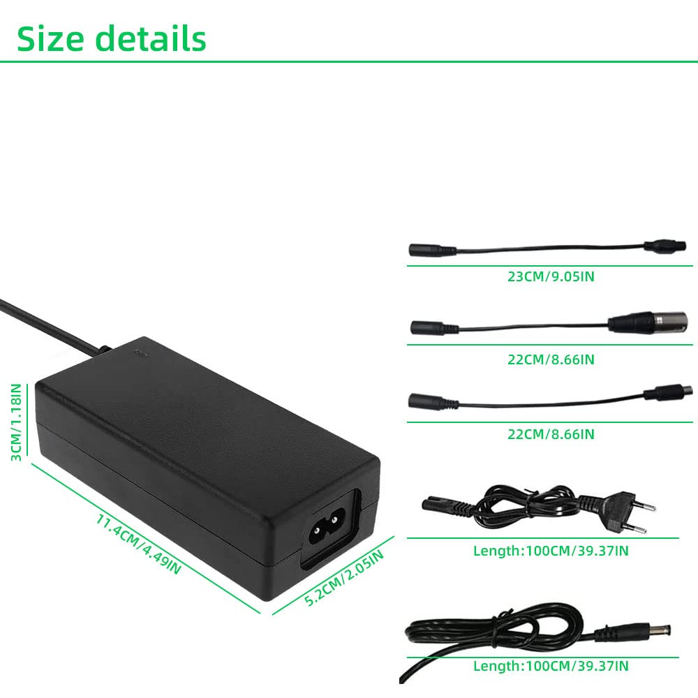 LUFEIS Ładowarka do skutera elektrycznego, kabel do ładowania, 42 V, 2 A, AC, 6 przyłączami