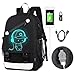 FLYMEI Anime Backpack for Boys, 15.6'' Laptop Backpack with USB Charging Port, Bookbag for School with Anti-Theft Lock, Black Teens Backpack Cool Backpack for Boys, Music Boy