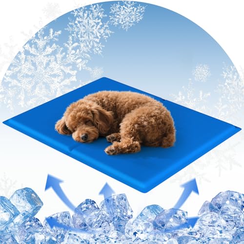 Shinyee® ペット ひんやりマット 犬 ベッド 夏 (XS-XXL)【ペット看護師監修】 クールマット 犬 猫 ペット 冷却マット 多用途 冷感ジェルマット 犬 ひんやりシート ひえひえ 涼感 小中大型犬対応 暑さ対策 - ブルー、S：50x40CM