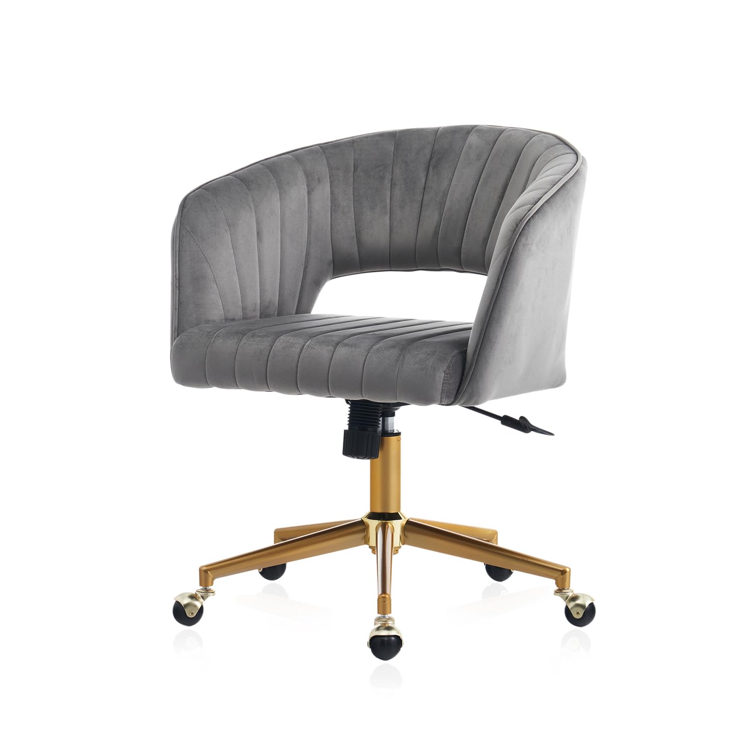 FENFSHE Vanity Chair with Back 360 Swivel Armchair and Gold Base, Criss Cross Chair with Wheels for Vanity Home Office, Living Room, Bedroom and Study