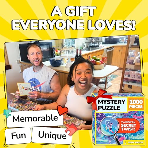 Image of Odd Pieces Jigsaw Puzzles 1000 Pieces with Storytelling Comics, for Women, White Elephant, Mystery Puzzle for Adults & Kids - 19.7'' x 27.6'' Frameable Magic Puzzle Art (Series 1)