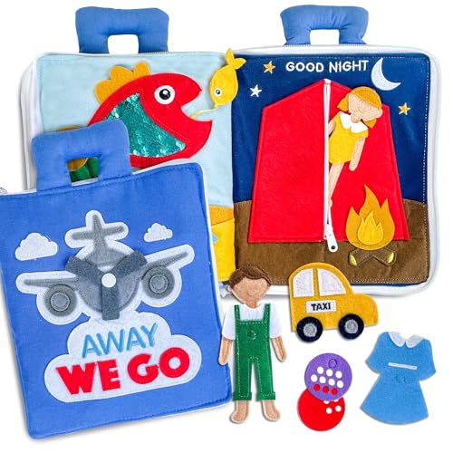 Image of Curious Columbus Quiet Book. Away We Go Activity Busy Book. Montessori Toy for Toddlers. Educational Toy for Toddlers, Preschool and Early Learning. Toddler Airplane Travel Essentials Travel Toys
