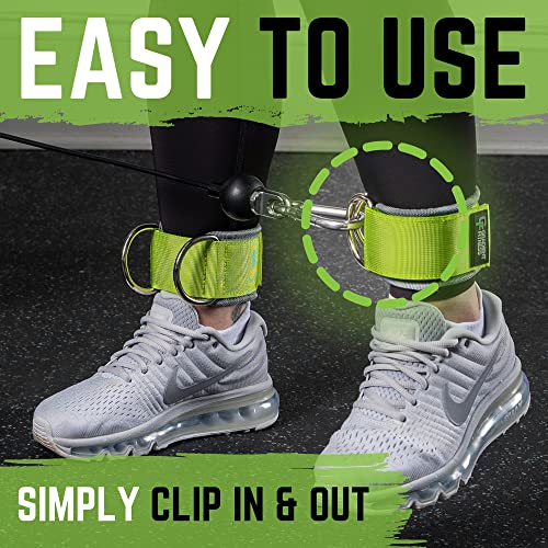 Gradient Fitness Ankle Strap 2 D-Rings (Green | Grey) | Ankle Strap For Cable Machine, Ankle Bands For Working Out, Cable Ankle Strap, Cable Machine Attachment, Ankle Cable Attachments For Gym #TOP4