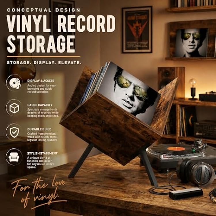 Conceptual Design Vinyl Record Storage, Personalized Storage Solution for Your Vinyl Records, Album Vinyl Record Holder Organizes & Protects Your Collection