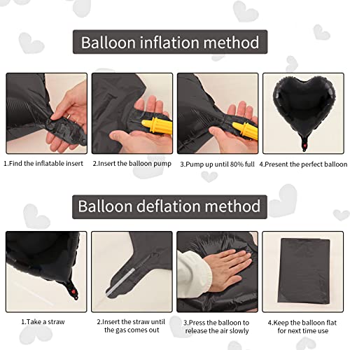 Image of Biapian Foil Heart Balloons Black, 10PCS Black Heart Shape Balloons, Valentines Balloons 18inch Black Foil Balloon for Helium Valentine Decorations for Valentines Day, Wedding, Anniversary Decoration