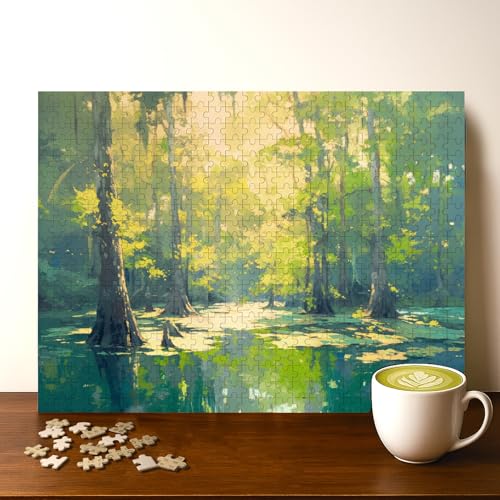 Congaree National Park South Carolina Location Jigsaw Puzzle - 500 Pieces Wooden Puzzle for Adults, Wall Art Gift, Finished Size: 20 x 15 Inch