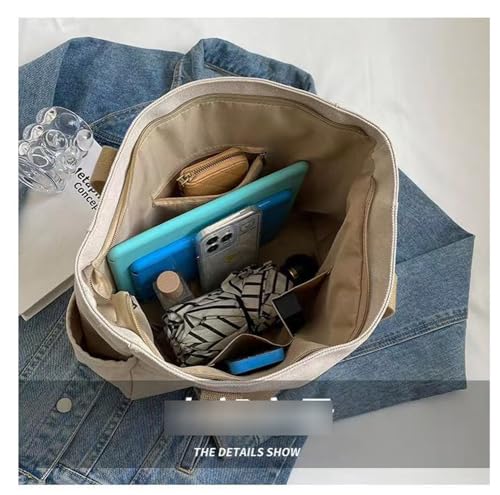 Bolso tote casual para mujer, de lona, con cremallera, para trabajo o uso diario, con asa superior y bandolera miniatura 6