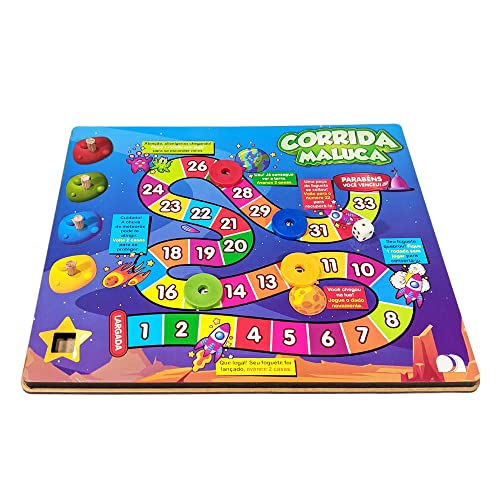 Jogo De Tabuleiro Corrida Maluca Em Madeira Educativo Pista Em MDF Presente Para Criança Maninho Bri