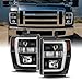 For 2008-2010 F250 F350 F450 F550 Superduty Black LED Tube Projector Headlights Driver+Passenger Pair