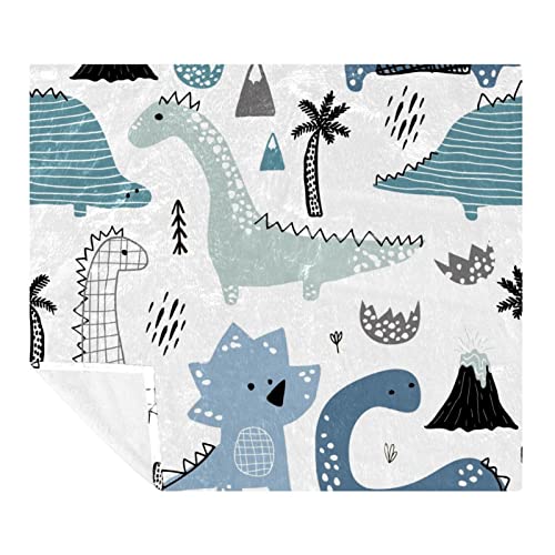 Couverture polaire dinosaure 150x200 cm en microfibre pour lit et canapé