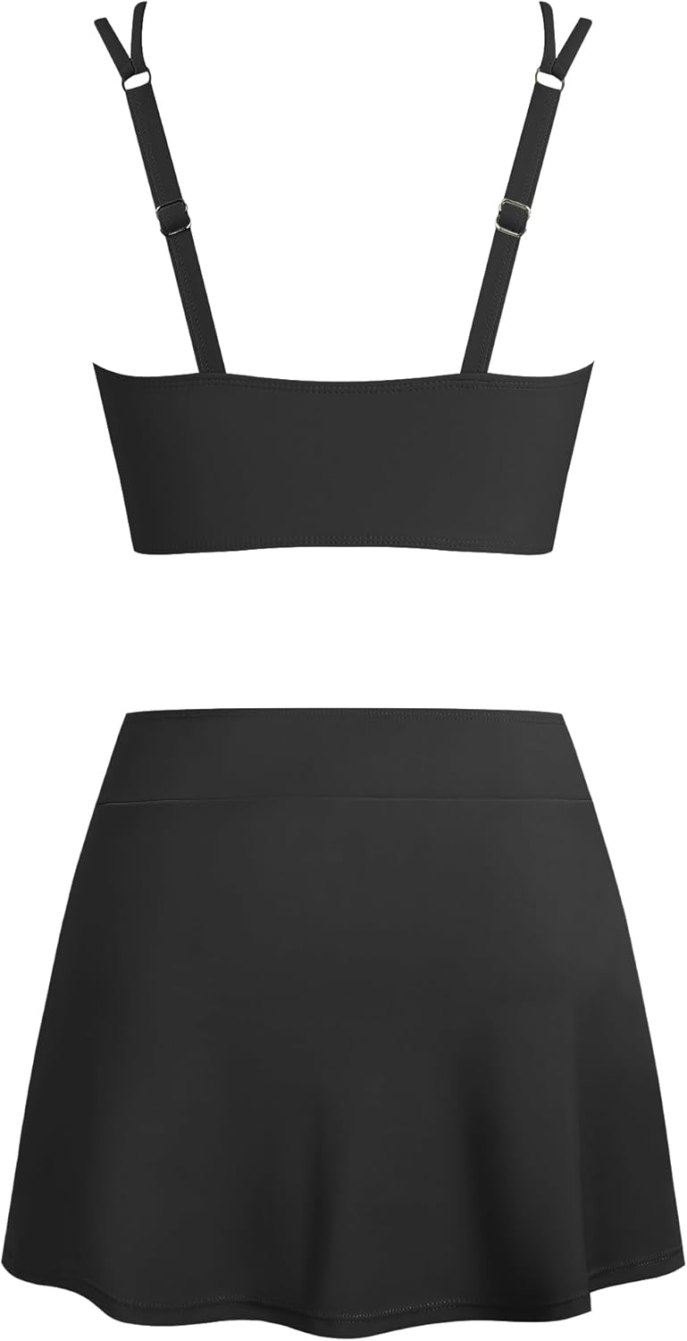 ZAFUL Tankini Swimsuits for Women 2 Piece Bathing Suits V Neck Twist Front Tank Top Tummy Control Bottom with Skirt 2026