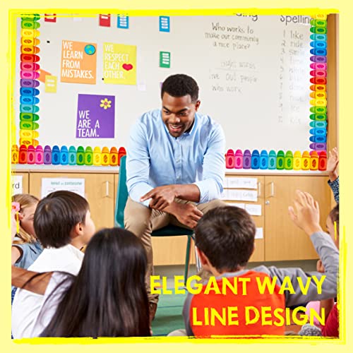 Image of ERKE 60 Feet Bulletin Board Borders, Self Adhesive Crayon Die-Cut Rolled Border Trim Colorful Decoration with Strong & Permanent Adhesive for School, Classroom Offices Wall, Desks, Windows