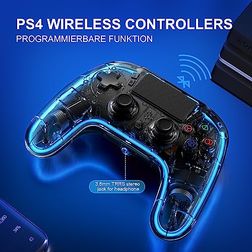 (Hall Trigger)Wireless PS4Controller Compatible with PS4/Slim/Pro with Dual Vibration/6-Axis Motion Sensor/LED Lights/Programming Funtion,PS4Controller Remote Joystick Gamepad for PS4 Accessories - Thumbnail 4