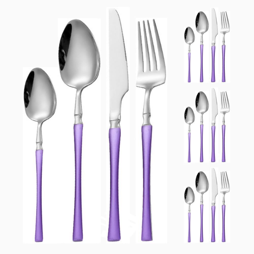 Ensemble de couverts design en acier inoxydable brillant et manche épuré