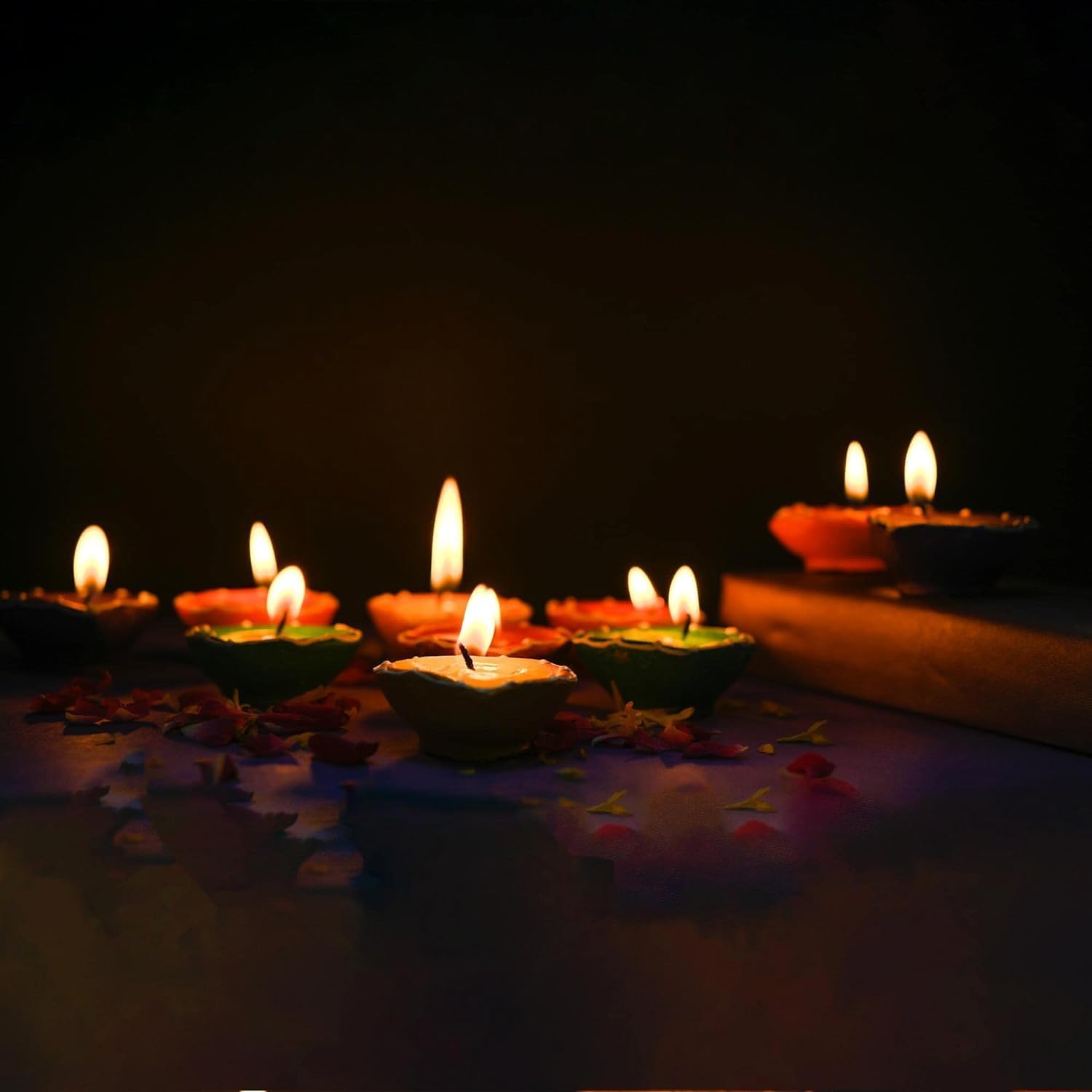 Magic Providers Earthen Diwali Diya with Wax Candles for Home Decoration & Best puja Ambience | This Beautiful Clay Wax Diya Used in Any Occasions Like Diwali, Navratri for Pooja Decoration Set of 6 1