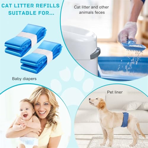Cat Litter Refills Bag Diaper Disposal Bags Compatible with Diaper Genie Pail and Litter Refill Cartridge 4 Pack (Not Include Cartridge) - Thumbnail 7