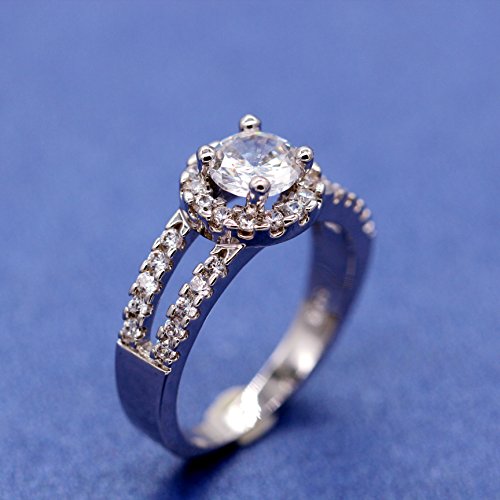 Uloveido Platinum Or Rhodium Plated Silver Round-Cut Cubic Zirconia Antique Ring For Bride (Size 10) J510 #TOP7
