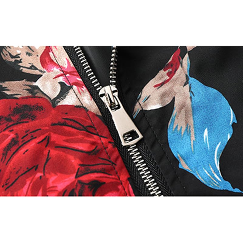 Image of HENGAO Men's Stylish Floral Bomber Jacket