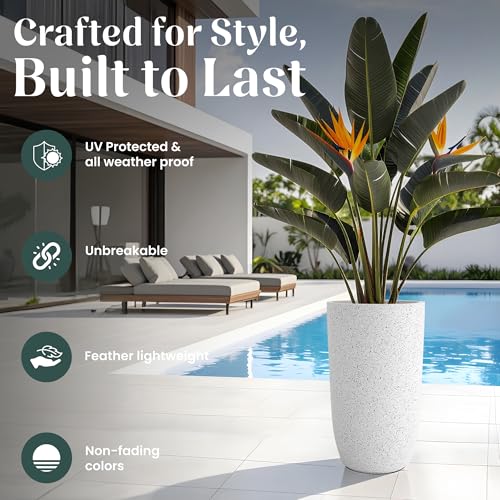 Image of YUCCABE ITALIA FOXB TPC 24 INCH Pots for Plants Highly Durable Polymers Lightweight Indoor Outdoor Plant Pots, Flower Pot Gamla Tree Planter Container Planters for Living Room, Balcony, Garden