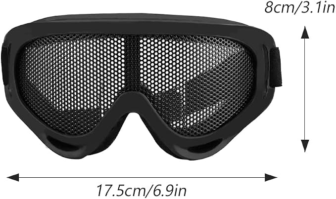 Lunettes De Protection Maille Métallique - Airsoft/Chasse - Réglables - Anti-Choc - Profil Bas