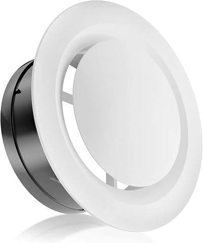 HG POWER 4 Inch Air Vent Covers, ABS Adjustable Soffit Vent, Round Ceiling Diffuser for Exhaust Fan, Inline Duct Fan, Bathroom, Kitchen, Garage Use, White