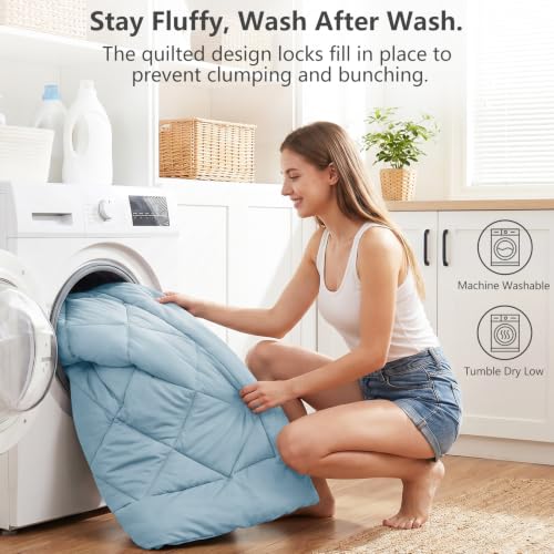 Image of CozyLux Twin XL Comforter Set Light Blue - 5 Pieces Twin Extra Long Bed in a Bag for College Dorm, All Season Bedding Set for Girls and Boys, Soft Bed Set with Comforter, Sheets, Pillowcase & Sham