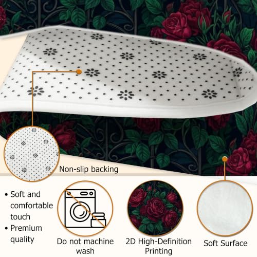 Alfombra de rosas para dormitorio decorativa clásica rectangular y antideslizante 7