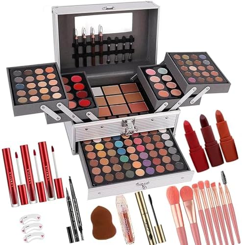 UNIFULL 132 Color All- In- One Makeup For Women Full Kit,Professional Makeup Kit,Makeup Gift Set for Women,Girls&Teens,Include eyeshadow/lipstick/concealer/Lip Gloss/Eyeliner/Mascara(006N2-Silver)