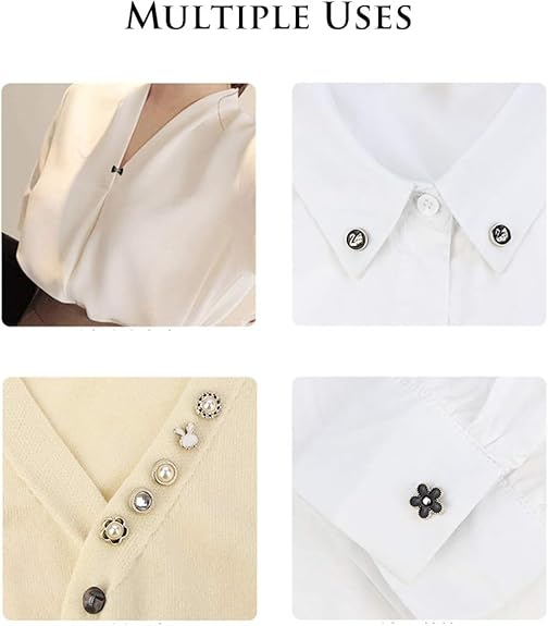 VOIISH 20 Pieces Pearl Brooch Pins for Women, No Sew Button Pins for Shirts, Jeans, Clothes, Bags & Hats, Instant Safety Pins for Women's Fashion, Decoration Accessories for Coat, Dress, Sweater & More (Designs As Per Availability) - Image 3