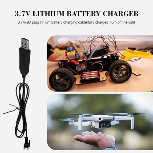 3PCS RC USB Battery Charger with SM-2P Connector Plug 3.7V Battery Charger Cable USB Compatible 3.7V USB Charger Cable for Nicd/Nimh/Lipo Batteries with Led Indicator for RC Car Child Toy Car - Image 5